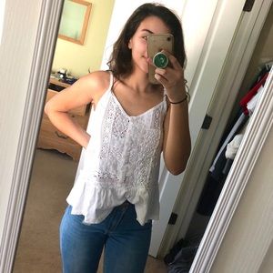 White lace peplum tank top